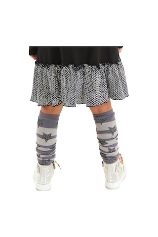 Denokids Mshb&g Gri Çizgili Yıldızlı Kız Çocuk Tozluk