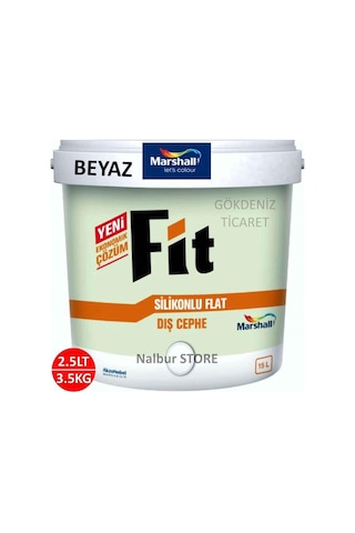 Tr Fit Silikonlu Flat Dış Cephe Boyası 2.5lt 3.5kg Beyaz-kir Tutmaz-solmayan Renkler-kokusuz,beyaz 0.2 L