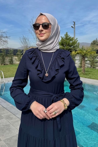Rabia Şamlı Jale Elbise Lacivert Normal