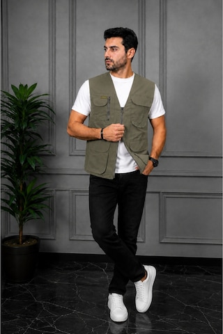 Modmen Erkek Avcı Yeleği Erkek Outdoor Yelek Erkek Yelek Yeşil