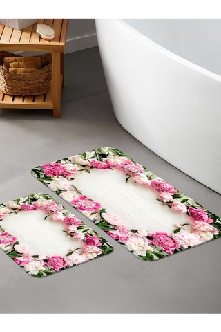 Dijital Baskılı Yıkanabilir Kaymaz Taban 2li Banyo Halısı Paspas Klozet Takımı 5097b