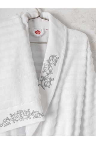 Cotton Box Seta Aile Bornoz Seti Genny Beyaz-antrasit Diğer