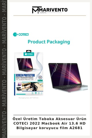 Özel Üretim Tabaka Aksesuar Ürün Coteci 2022 Macbook Air 13.6 Hd Bilgisayar Koruyucu Film A2681
