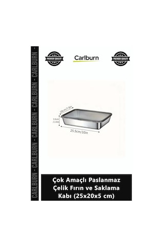 Özel Üretim 304 Kalite Sağlıklı Derin Çok Amaçlı Paslanmaz Çelik Fırın Saklama Kabı 25x20x5 Cm Diğer