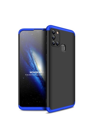 Galaxy A21s Kılıf Zore Ays Kapak Siyah-Mavi