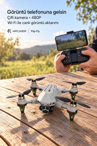 S109 Flip Fly Çift Kameralı Katlanabilir Drone 480p, Fırçasız Motor, Wi-fi Görüntü Aktarımı, Optik Akış, 156,6 G Gri
