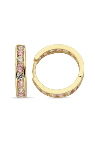 Altın Pembe Taşlı Çocuk Küpe - 722000016795 Sarı Altın