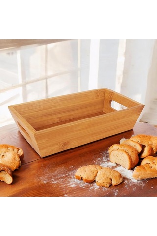 Lexroo Bambu Ekmek Sepeti 23x13x7cm, Evonox Bambu Ekmeklik, Bambu Ekmek Sunumluk Çok Renkli