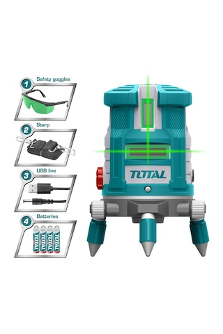 Total Yeşil Lazer Hizalama 1 Yatay 4 Dikey Çalışma Aralığı 0-30 M