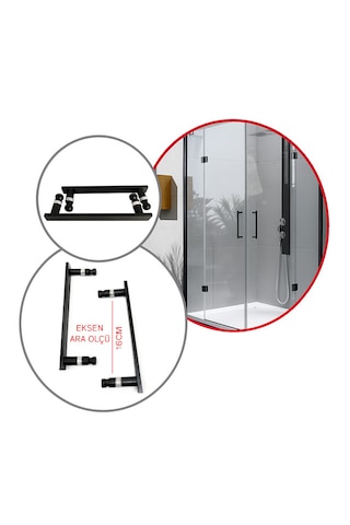 Ayrıntıshop Cam Kabin Alüminyum Lama Siyah Kulp 16 Cm Lik Siyah