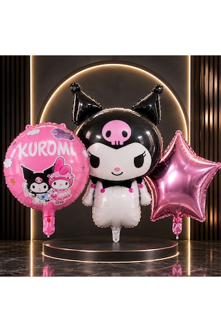 Vıp Yüksek Kalite 15 Adet Kuromi Folyo Balon Full Set Doğum Günü Kuromi Konsept Balon Kuromi Balonu Renkli