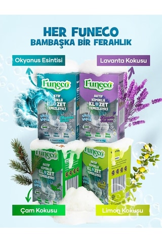 Funeco Okyanus Ferahlığı - Avantajlı Paket - 2 Kutu - 8 Paket - Tuvalet Klozet Temizleyici, Aktif Köpüklü