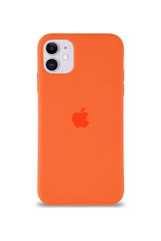 Apple Uyumlu iPhone 11 Logolu Silikon Kılıf Altı Kapalı İçi Kadife Lansman Arka Kapak