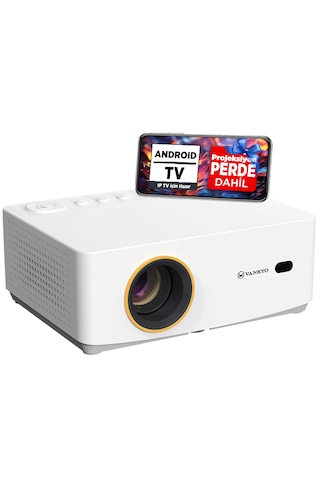 Vankyo Leisure L470A Android TV 1080P Destekli 6G Wi-Fi + Bluetooth 5.2 Projeksiyon Cihazı Beyaz
