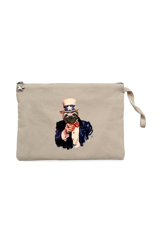 Bear Sam Amca Krem Clutch Astarlı Cüzdan / El Çantası Krem