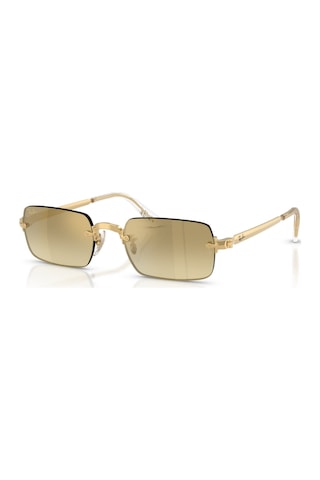 Ray-ban Rb 3928 0017ı 54 A Ap Rocky Unisex Dikdörtgen Gold Aynalı Metal Güneş Gözlüğü Altın