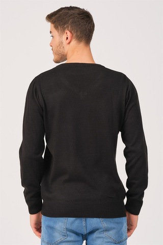 V0002 Dewberry Erkek V Yaka Kazak-siyah Siyah