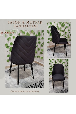 Özcan Metal Vega - Siyah Metal Ayak - Babyface Kumaş - Papel Sırt - Mutfak & Salon Sandalyesi Füme