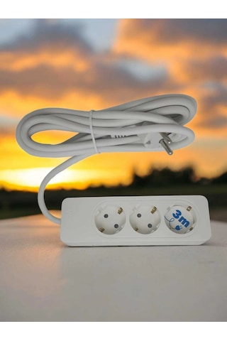 Asyagrup Seldur Üçlü Çocuk Korumalı Grup Priz 3 Metre Kablolu