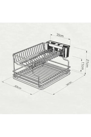 Geseus Home İki Katlı Tabaklık Bulaşıklık Krom Siyah KB005s