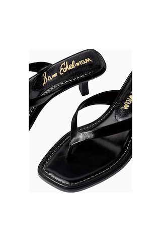 Sam Edelman Dollie 55 Siyah Deri, Ince Bantlı Orta Topuklu Parmak Arası Sandalet