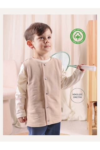 Zuppers Çıtçıtlı Pamuk Bebek Çocuk Yelek - Latte Renkli