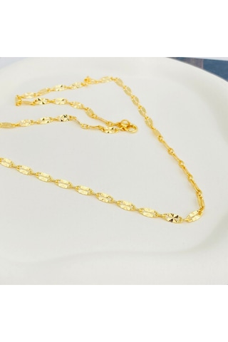 Ezme Kolye Kadın İtalyan Ezme Kolye Ezme Pullu Gold 50cm Gold