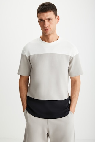 Grimelange Karnox Erkek Yuvarlak Yaka Kısa Kol Regular Fit Ekru/bej/siyah T-shirt