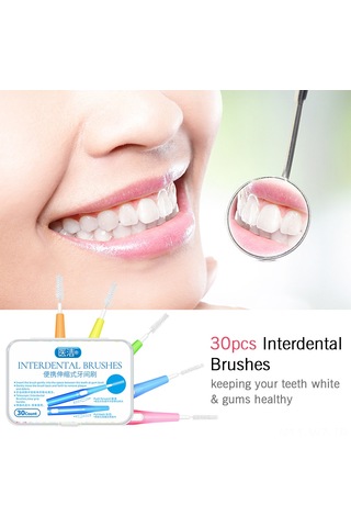Wezone Diş Arası Temizleyici 30'lu Set - Ortodontik Fırça, Diş Telleri Ve Diş Arası Bakımı İçin Pratik Çözüm 0.7mm Mavi