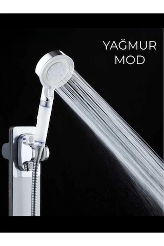 5 Fonksiyonlu Krom Beyaz Çelik Filtreli Kireç Önleyici Yüksek Basınçlı Tasarruflu Banyo Duş Başlığı Siyah