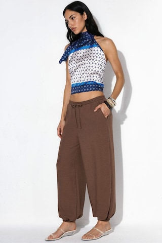 Hiccup Busem Kadın Dokulu Polyester Jogger Pantolon Kahve Kahvesi
