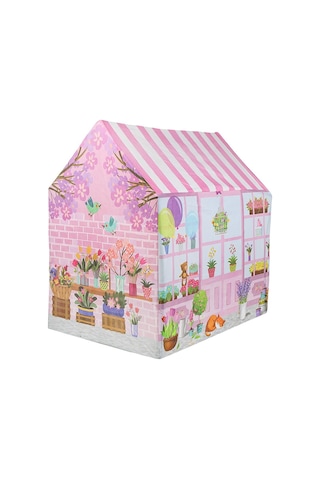 Pembe Çiçekli Kız Çocuk Oyun Evi Katlanabilir Ve Eğlenceli Oyun Çadırı Açık Mavi