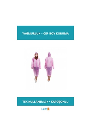 Kapüşonlu Tek Kullanımlık Yağmurluk Rüzgar Geçirmez Ve Suya Dayanıklı Çok Renkli