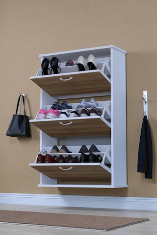 Eliusta Farel 72 Cm Genişlik 3 Kapaklı Ayakkabılık 72x114x26 Cm Meşe Renk Kapı Önü/antre Ayakkabılık Meşe