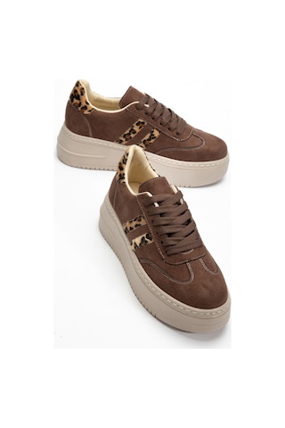 Bahrina Kadın Kalın Tabanlı Sneaker Kahve Süet Leopar