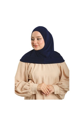 Hürrem Bone Lacivert Pratik Hazır Geçmeli Boru Boneli İkili Tesettür Eşarp Sandy Düz 2501 02 lacivert