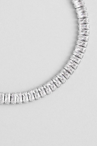 Elegant Baget 18 Ayar Beyaz Altın Kaplama Gümüş Asansörlü Bileklik Beyaz