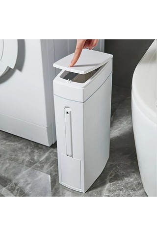 Fastbuy Challenger Beyaz 4.5l Büyük Kapasiteli Çukur Çöp Kutusu, Koku Önleyici, Fırçalı, Sessiz Açma Kapama Beyaz