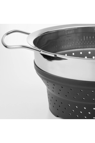Ikea Klockren Katlanabilir Buharda Pişirme Süzgeci 24 Cm 5 L Krom Siyah Gümüş - Siyah