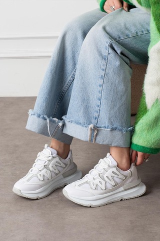 Shoetek Lawse Kadın Sneakers Bağcıklı Spor Ayakkabı Beyaz Beyaz