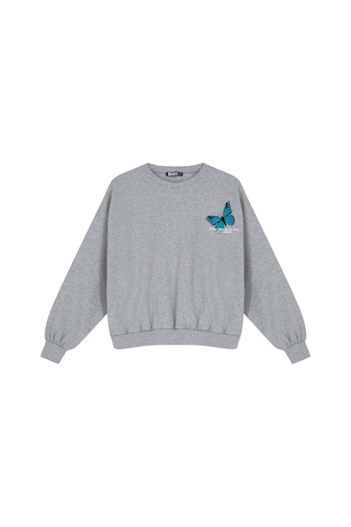 Kadın Kelebek Baskılı Oversıze 2iplik Sweatshırt 69280 001