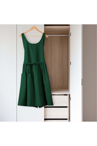 Homyl Pamuklu Mutfak Önlüğü Şef Makinede Yıkanabilir Kolsuz Yeşil