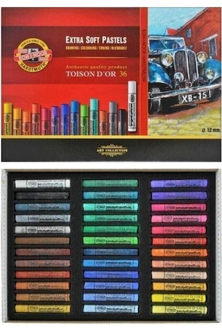 Toison D'or Sanatsal Extra Soft Yuvarlak Pastel Boya Kalın 36 Renk Extra Soft Dry Chalks Nocolor