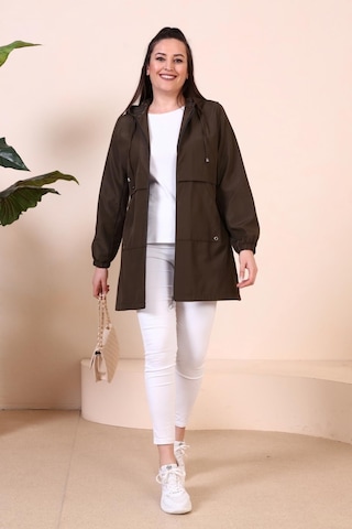 Kadin Buyuk Beden Tesettur Giyim Fermuarlı Trenckot Mevsimlik 001