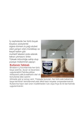 Erde İs Örtücü 0.5Lt=1Kg-Tüm Rutubet-İs-Yağ Lekelerini Kapatır-Üz