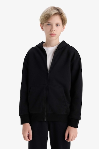 Defacto Erkek Çocuk Kapüşonlu Basic Düz Okul Fermuarlı Sweatshirt X7382a625wnbk81 Siyah