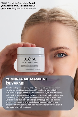 Becka Gözenek Sıkılaştırıcı Yumurta Akı Maskesi - Siyah Nokta Karşıtı Egg White Port Mask 100 Ml
