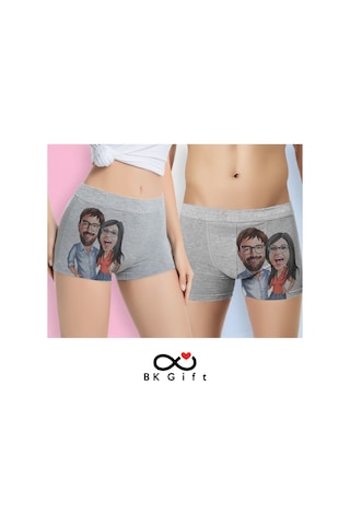 BK Gift Çiftlere Özel Karikatürlü 2’li Boxer Seti, Sevgililer Gün
