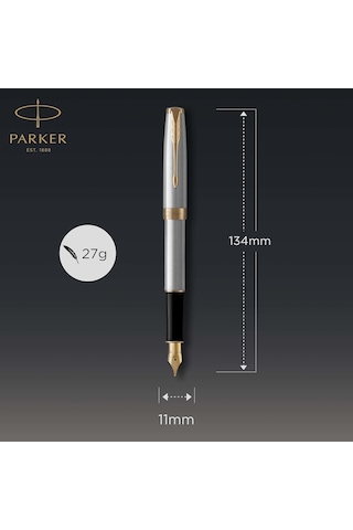 Parker Sonnet Paslanmaz Çelik Altın Tasarımlı Dolma Kalem, Orta K Diğer