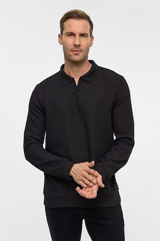 Süvari Siyah Regular Düz Fermuarlı Polo Yaka Sweatshirt Sw2013700020-s09 Siyah
